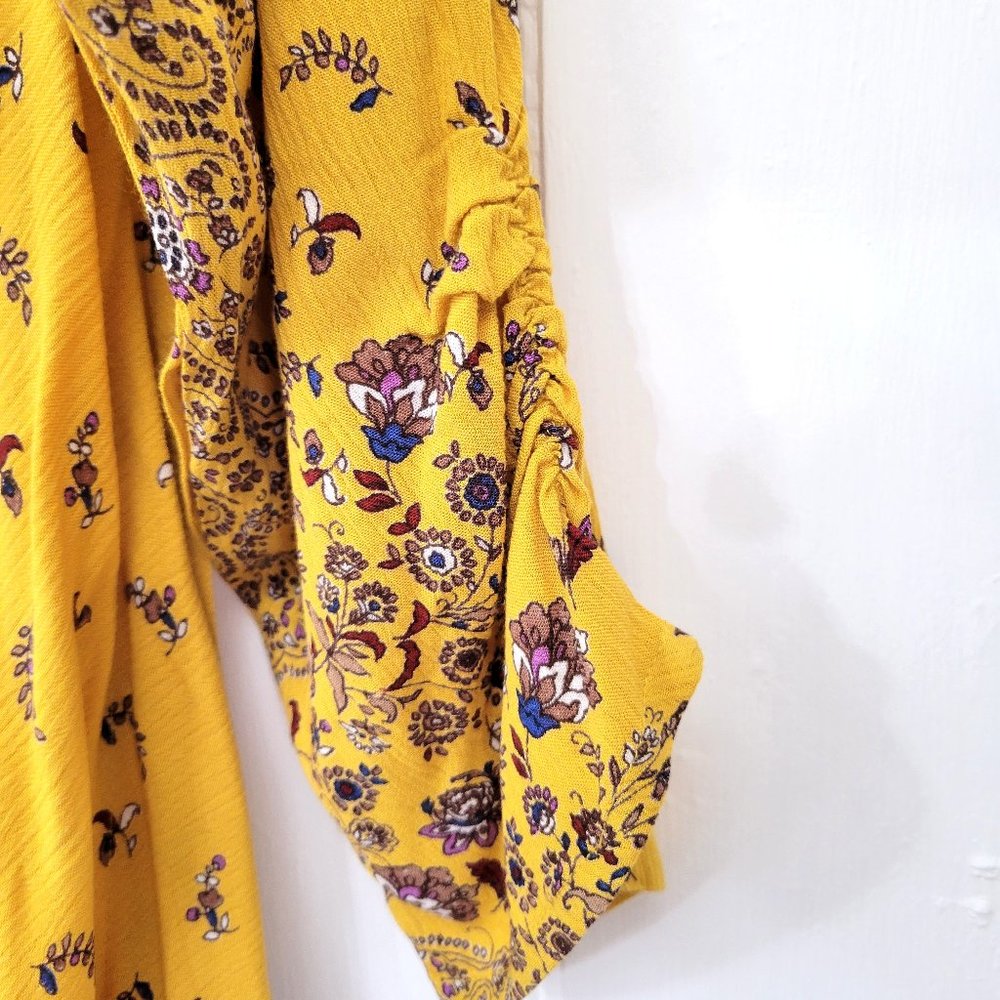 Tolani Collection Mustard Floral Handkerchief Hem Dress - Picture 4 of 5